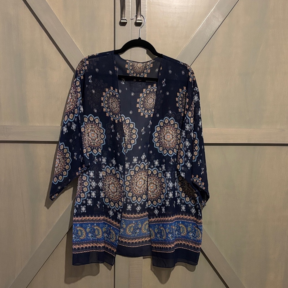 Bohemian Navy Blue Kimono Cardigan